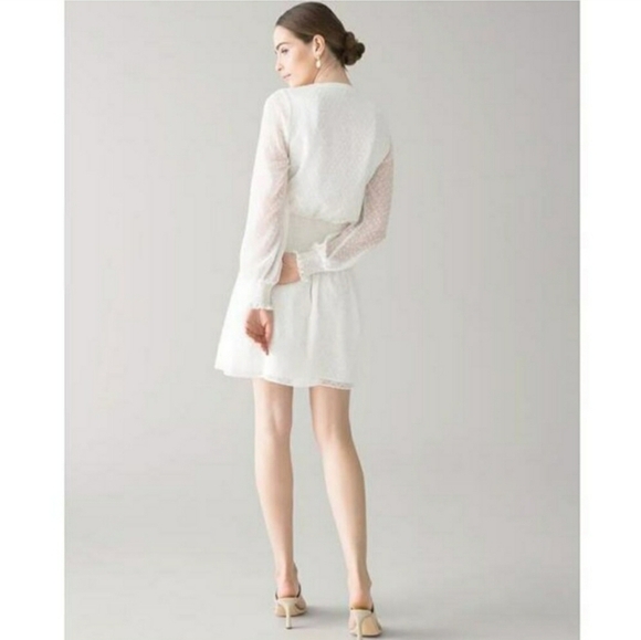 While House black Market Ivory White Smocked Blouson Dress Sz Small, Retail $160 - Picture 12 of 12